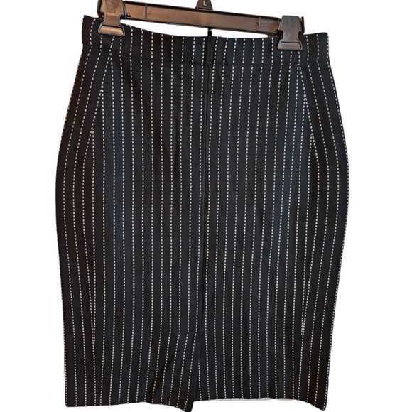 NWT Calvin Klein black and gray pinstriped pencil skirt with split - Picture 2 of 6